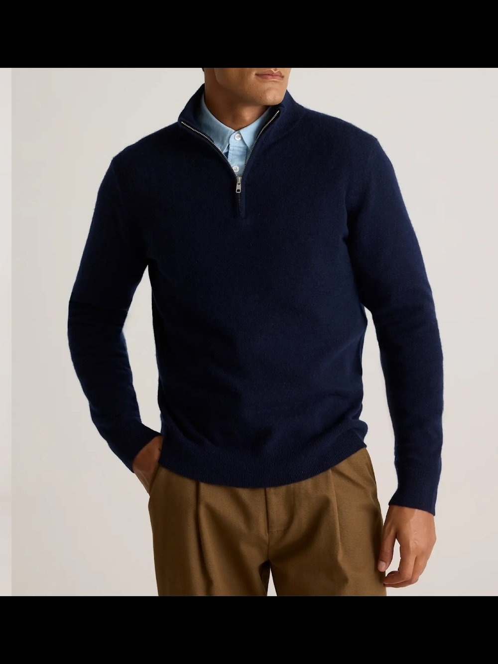 Quince Mens Mongolian Cashmere Quarter Zip Sweater In True Navy Sz M,  NWT